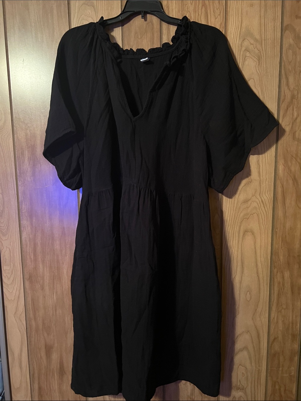 Old Navy Black Tiered Midi Dress with Flutter Sleeves